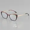 Armazón de Gafas Lisas Anti-Luz Azul Ojo de Gato Tr8238 Estilo Fresco Retro a la Moda Compatible con Graduación para Mujer