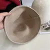 Sombrero de Pescador de Lana 100% Estilo Japonés con Borde Enrollado de Punto, Largo Delante Corto Detrás, para Mujer, Color Sólido Versátil Artístico Cálido para Otoño e Invierno