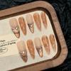 Uñas Postizas Hechas a Mano Taiwu Otoño e Invierno Melard Marrón Platino Ojo de Gato Impresionantes Diamantes Brillantes