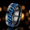 Anillo de acero inoxidable Europa y Estados Unidos transfronterizo cadena giratoria descompresión giratoria número romano 8mm anillo de acero de titanio que no se decolora