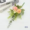 Flores Artificiais, Mini Rosas de Primavera, Buquês de Eucalipto Amarrados à Mão, Mais Vendidos Transfronteiriços, Plantas Verdes, Flores Artificiais, Buquês de Noiva, Flores Decorativas de Seda