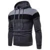 Sudadera con capucha y cremallera de bloques de color para hombre, cárdigan con capucha de bloques de color de comercio exterior europeo y americano, ropa para hombre transfronteriza en stock para venta al por mayor