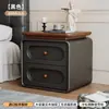 Mesita de noche Vintage 2026 Venta Caliente Pequeña para el Hogar Dormitorio Estilo Antiguo Madera Maciza Mesita de Noche Armario de Almacenamiento No Requiere Ensamblaje