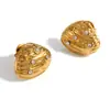 Pendientes transfronterizos de acero de titanio con diamantes incrustados y conchas de estilo marino, versátiles, de lujo ligero, tacto de alta gama, pendientes de acero inoxidable chapados en oro Yuhui