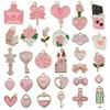 Surtido de 50 colgantes de aleación con forma de corazón de amor rosa, accesorios de joyería para hacer tú mismo, pulsera, llavero, collar y colgante con forma de gota de aceite.