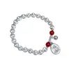 Pulsera de Ágata Roja de Paz y Alegría para Mujer Ojo de Gato Exquisito Atmósfera de Año Nuevo Pulsera de Cuerda Elástica