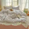 Conjunto de quatro peças em gaze de algodão puro de camada dupla grau A, lençol e capa de edredom 100% algodão, grau para bebês, adequado para dormir sem roupas, conjunto de três peças para camas de dormitório