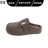 Zapatos Birkenstock Auténticos de Cuero Suela Gruesa sin Cierre Zapatos de Mujer Calientes con Terciopelo Zapatos de Algodón de Lana de Cordero Zapatos de Exterior de Punta Cerrada Medias Zapatillas