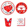 Mm231 Dia da Enfermagem Enfermeiro Médico Clínica Festa Feriado Louça de Mesa 8 Pessoas Conjunto de 4 Peças Prato de Papel Copo de Papel