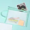 Estojo de malha transparente para lápis e material escolar para alunos do ensino fundamental e médio, estojo de lápis de grande capacidade, estojo de nylon fofo e de alta qualidade atacado