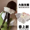 Elástico de Cabelo Xadrez com Renda Estilo Coreano, Prendedor Pequeno para Cabelo Feminino, Acessório de Cabelo Grande Estilo Ins para Coque, Nova Flor de Cabeça