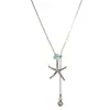 Colar Minimalista Pingente Estrela-do-Mar Tridimensional de Prata para Mulheres, Corrente de Clavícula Versátil de Nicho, Acessório de Pescoço Estilo Cool da Internet
