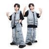 Ropa de moda para niños de hip-hop, pantalones vaqueros holgados de marca de moda con bolsillos, traje para niños y niñas de hip-hop, ropa de actuación de baile de hip-hop.