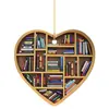 Ornamento Coração de Amantes de Livros pingente de amor em acrílico etiqueta para estante de livros pingente para árvore de Natal