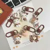 Lanyard Colgante Lindo de Resina de Dibujos Animados para Niña Correa para Teléfono Conejo Estampado de Leopardo kt Llavero de Niña Colgante para Bolso Transfronterizo