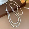 Collar de Perlas de Doble Capa, Cadena para Clavícula de Lujo Ligero y Gama Alta, Moda y Versátil, Dulce y Fresco Estilo Cadena para el Cuello Accesorios al por Mayor