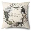 Funda de Almohada Halloween Calabaza Divertida Transfronteriza Amazon Estampado de Lino Funda Decorativa para Cojín de Sofá del Hogar