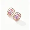Pendientes Rectangulares de Cristal de Color Macarrón de Venta Caliente Transfronterizos con Bordes de Oro Rosa e Incrustaciones Completas de Diamante, Fuente de Suministro de Pendientes Grandes Exagerados
