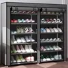 Armazenamento Doméstico Sapateira à Prova de Poeira Prateleira Multifuncional Sapateira de Dormitório Gabinete de Sapatos Portátil Multicamadas na Porta