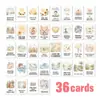 36 Tarjetas de Ilustración en Acuarela de Compra Directa Transfronteriza para el Momento de Dormir, Dibujadas a Mano con Texto Cálido, Suave, Sanador y Alentador