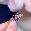 Anillo de Espinela Birmana Natural, Piedra Suelta Tamaño 6*8mm, Adecuado para Uso Diario, Combinado con Plata de Ley 925 con Chapado en Oro de 18K