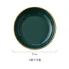 Estilo Europeo Color Phnom Penh Esmalte Vajilla Creativa Verde Oscuro Cerámica Set Hogar Plato Tazón de Arroz Tazón de Sopa Tazón de Fideos Plato de Hotel