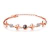 Pulsera de Plata Esterlina S925 Pulsera de Proyección de Trébol de Cuatro Hojas Micro-grabada Novia Grabado Foto Regalo de Cumpleaños