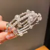 Pulseira de Pérolas em Camadas Estilo Francês com Diamantes, Pulseira de Luxo Leve e de Alta Qualidade, Design de Joia de Mão Tendência de Moda Personalizada Nicho