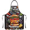 Nuevo delantal sin mangas con estampado de hamburguesa, pizza y dona de dibujos animados, esencial para el hogar, antiincrustante, a prueba de aceite, mono