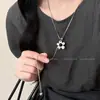 Collar de Cadena Retro Estilo Hong Kong con Flor de Piedra Ojo de Tigre Extraíble para Mujer Otoño e Invierno 2025 Cadena para Suéter Sudadera Venta al por Mayor