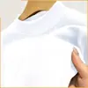 Camiseta Base Térmica de Invierno para Hombre, Doble Cara con Forro de Polar, Cuello Semi-Alto, Manga Larga, Elástica, de Moda