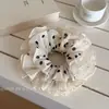 Goma para el pelo de estilo coreano con lunares de malla plisada de cuatro capas para mujer, elegante coletero vintage para moño, accesorio para el cabello de alta gama