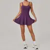 Vestido deportivo ajustado anti-exposición con almohadillas en el pecho, transpirable para exteriores, sin espalda, para golf, yoga, tenis 12733