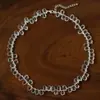 Estilo Igual de Blogueira Ins Colar Simples e Versátil de Vidro Cristal para Mulheres, Corrente de Clavícula Camada de Contas Artesanal de Alta Qualidade para Mulheres