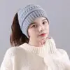 Gorros de Punto de Lana con Parte Superior Abierta, Estilo Europeo y Americano, de Moda para Otoño e Invierno, Gorros de Mujer Transfronterizos para Proteger el Cabello y Mantener el Calor