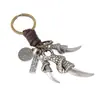 Llavero de garra de águila de aleación vintage más vendido con colgante tejido de cordón de cuero, accesorio metálico personalizado y creativo para hombres