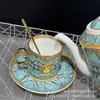 Juego de Té de Lujo Ligero Estilo Europeo Transfronterizo Medusa Juego de 7 Piezas Taza Redonda de Boca Doble y Platillo con Cuchara Estándar Original Juego para el Té de la Tarde Juego de Café