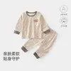 Roupas de Bebê para Meninas Outono Estilo Doce Conjunto de Duas Peças Algodão Puro Sem Etiqueta Roupa Íntima Base para Meninas Roupa de Outono para Exterior