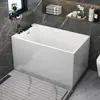 Bañera Pequeña para Apartamento Acrílico Red Social Japonesa Bañera Pequeña con Herrajes Remojo Profundo Sentado Bañera Acrílica