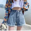 Shorts de mezclilla de cintura alta para mujer verano 2026 nuevo estilo ropa exterior celebridad de internet corte ajustado estilizan línea A shorts calientes de moda ins