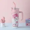 Copo térmico de grande capacidade para mulheres, aço inoxidável, design estiloso, tamanho extragrande, portátil, com canudo, adequado para uso no carro