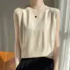 Fio Cardado Feminino Cashmere Branco Sem Mangas Gola Redonda Colete Lã Colete Manga Curta Feminino Verão Preto Tamanho Único