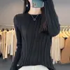 Suéter de Malha Gola Redonda Manga Longa Camisa Base para Axila Cor Sólida Slim Fit Europeu e Americano Fornecimento Transfronteiriço Novo Top para Outono e Inverno para Mulheres