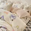 Juego de Cuatro Piezas Estilo Dibujos Animados Fresco y Sencillo de Algodón Puro Estampado 13372 Alta Densidad Alta Cuenta de Hilos Versión A Juego de Tres Piezas para Dormitorio de Estudiantes