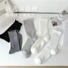 Meias Finas de Algodão Puro com Renda Franzida para Mulheres, Estilo Fino para Todas as Estações, Barra Solta que Não Aperta o Pé, Meias Longas Frescas e Simples
