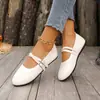 Comercio Electrónico Transfronterizo Otoño 2026 Zapatos Mary Jane de Doble Hebilla para Mujer Punta Redonda Piel Suave Planos Zapatos de una Sola Suela Corte Bajo Francés Versátil