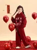 Traje de Año Nuevo para Niña 2025 Nuevo Suéter Rojo con Lazo y Pantalón Deportivo de Dos Piezas Ropa de Año Nuevo