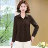 Camisa de Mujer de Estilo Nuevo Otoño 2026 con Cuello Solapa, Atuendo Elegante para Mamá, Camisa Básica Adelgazante y Elegante, Top de Manga Larga