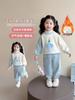 Conjunto de Forro Polar para Niñas Ropa de Invierno 2025 Nuevo Estilo Coreano Sudadera y Pantalones Deportivos para Niños Conjunto de Dos Piezas de Sudadera para Bebé Niña
