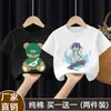 Camiseta de Manga Corta Elegante 100% Algodón Puro para Niños Verano 2026 Nuevo Estilo Camisa de Manga Media de Dibujos Animados para Niños Bebé Top Ropa para Niños t